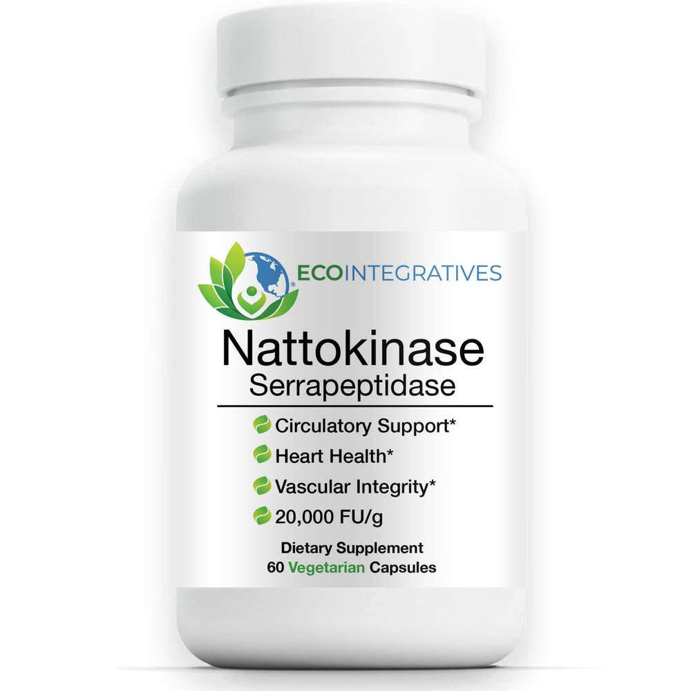 EcoIntegratives Nattokinase Serrapeptidase with Nattokinase (20,000 FU/g) + Rutin | Supports Heart & Circulatory Health* | Non-GMO | 60 Vegetarian Capsules