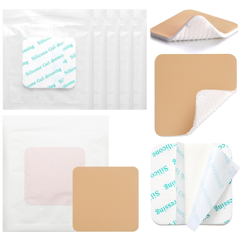 Geiserailie 20 Pcs Silicone Foam Dressing Without Border Highly Absorbent Adhesive Bandages Non-Bordered Foam Dressings for Wound Care Bed Sore Leg Ulcer Diabetic Ulcer(3 x 3 Inches)