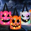 Sadnyy 3 Pcs Halloween Trick or Treat Bags Light up for Kids Pumpkin Candy Bucket LED Halloween Treating Baskets Reusable Goody Tote Bag for Party Favor Supplies(White, Pink,Orange) view 1
