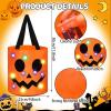 Sadnyy 3 Pcs Halloween Trick or Treat Bags Light up for Kids Pumpkin Candy Bucket LED Halloween Treating Baskets Reusable Goody Tote Bag for Party Favor Supplies(White, Pink,Orange) view 2