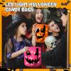 Sadnyy 3 Pcs Halloween Trick or Treat Bags Light up for Kids Pumpkin Candy Bucket LED Halloween Treating Baskets Reusable Goody Tote Bag for Party Favor Supplies(White, Pink,Orange) view 3