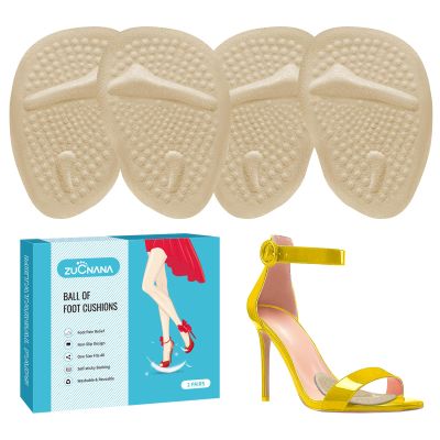 ZUCNANA Metatarsal Pads for Women, Ball of Foot Cushions, Non Slip Heel Pads for Shoes, Heel Cushions for Women Foot Pain Relief and Comfort, One Size Fits Any (2 Pairs Beige)