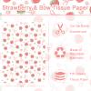 100 Sheets Pink Bow and Strawberry Tissue Paper, 20 x 14 Inch Pink Bow Strawberry Printed Wrapping Paper for Mother's Day Birthday Wedding Baby Shower Gift Wrapping Holiday Bouquet view 2
