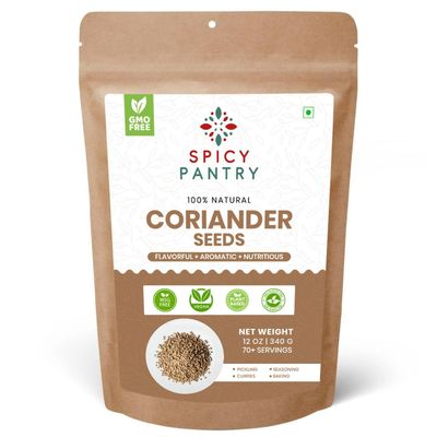 SPICY PANTRY Coriander Seeds 12 oz Whole, Aromatic Spice for Curries, Pickling, and Baking Warm Citrus Flavor, Ideal for Spice Blends and Soups