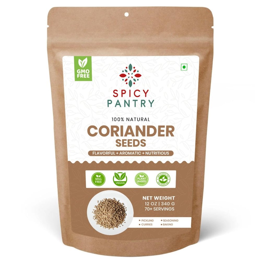 SPICY PANTRY Coriander Seeds 12 oz Whole, Aromatic Spice for Curries, Pickling, and Baking Warm Citrus Flavor, Ideal for Spice Blends and Soups