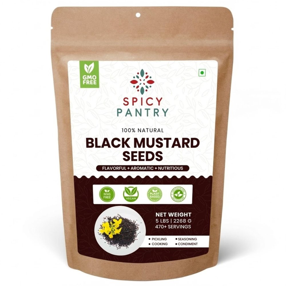 SPICY PANTRY Black Mustard Seeds 5 lbs Whole Spice for Curries, Pickles, Marinades, Spice Blends & Tempering Non-GMO, Gluten Friendly, Bold & Pungent Flavor