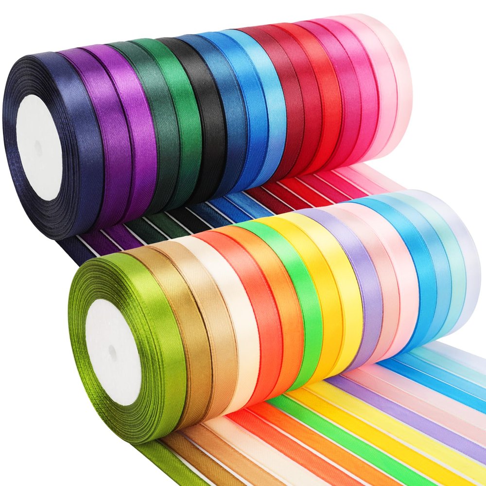 NESCCI 800 Yards Ribbon,3/8 Inch Satin Ribbon,32 Colors