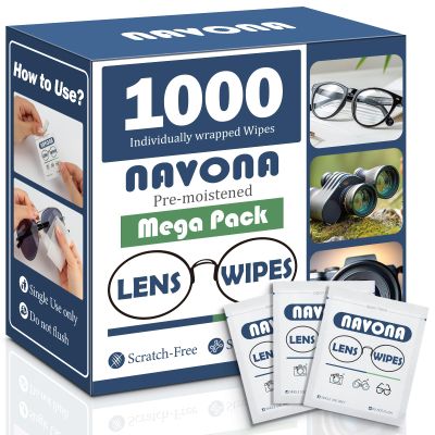 1000 Count Lens Wipes for Eyeglasses Pre-Moistened, Individually Wrapped Eyeglass Cleaning Wipes Scratch-Free, Streak-Free Glasses Cleaner Wipes for Sunglasses & Camera Lens Bulk Pack