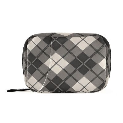 Pill Organizer Weekly Plaid Charcoal Gray Zipper Pill Case for Travel Medication Container Pills Box 7 Day