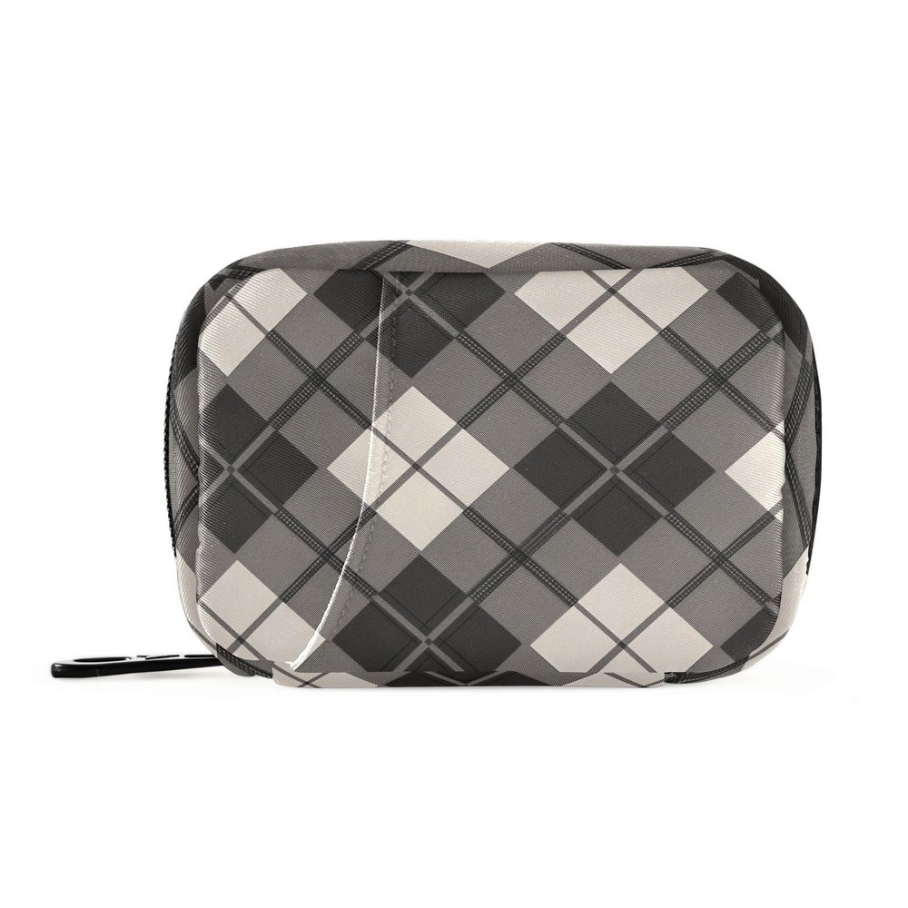 Pill Organizer Weekly Plaid Charcoal Gray Zipper Pill Case for Travel Medication Container Pills Box 7 Day