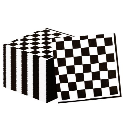 50PCS Checkered Flag Napkins, Disposable Black and White Race Car Birthday Napkins Racing Theme Party Supplies for Baby Shower, Kids, Men Decorations