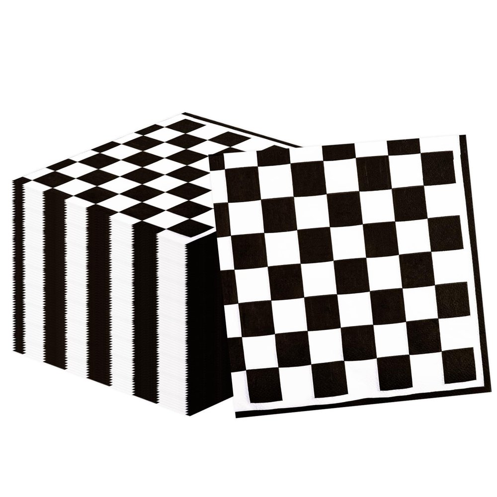 50PCS Checkered Flag Napkins, Disposable Black and White Race Car Birthday Napkins Racing Theme Party Supplies for Baby Shower, Kids, Men Decorations