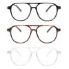 MMOWW 3 Pack Oversized Aviator Reading Glasses for Women Men Stylish Double Bridge Pilot Style Blue Light Blocking Readers, Black/Tortoise/Transparent +1.5 view 2