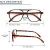 MMOWW 3 Pack Oversized Aviator Reading Glasses for Women Men Stylish Double Bridge Pilot Style Blue Light Blocking Readers, Black/Tortoise/Transparent +1.5 view 4