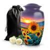 SABURIAL Sunflower Urn - Ashes Urn Human Remains - 10 Inch - Large with Velvet Bag - Memorial for Human Ash - Burial Adult Urns - Cremation Urns for Adult Men & Women view 1