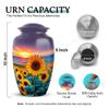 SABURIAL Sunflower Urn - Ashes Urn Human Remains - 10 Inch - Large with Velvet Bag - Memorial for Human Ash - Burial Adult Urns - Cremation Urns for Adult Men & Women view 2
