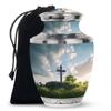 Christ Garden Funeral Urns for Human Ashes Adult Male & Female - Large Urn for Human Ashes Adult Man - Memorial Gift for Burial - 10inch & 200 Cubic Inches Capacity Include Velevt Bag view 1