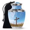 Christ Sunset Unique Large Urns for Human Ashes Adult Female - Urn for Human Ashes Adult Male - Funeral Gift for Cremains - 10inch & 200 Cubic Inches Capacity Include Velevt Bag view 1