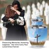 Christ Sunset Unique Large Urns for Human Ashes Adult Female - Urn for Human Ashes Adult Male - Funeral Gift for Cremains - 10inch & 200 Cubic Inches Capacity Include Velevt Bag view 3