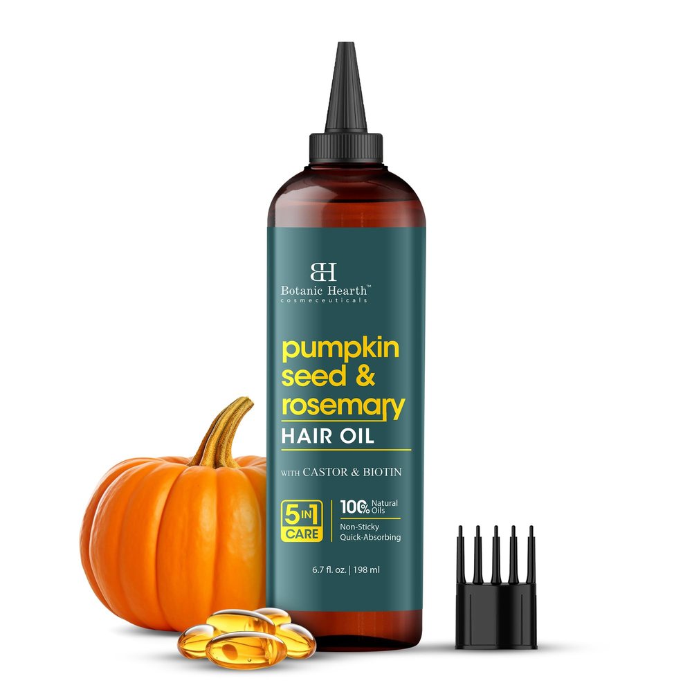 Botanic Hearth Hair Oil for Hair Growth & Hair Relaxer | Strengthening Dry, Frizzy, Damaged Hair & Scalp Treatment | Rosemary & Pumpkin Hair Oil  6.7 Fl Oz