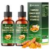7in1 Liquid Turmeric Curcumin with Vitamin D3, Vitamin K2, Ginger, Ceylon Cinnamon, Garlic, Black Pepper - Drops Extract - 2 Packs of 30ml - 2 Month Supply view 1