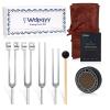 Tuning Forks for Healing(128Hz, 136.1Hz, 256Hz, 384Hz), Weighted & Unweighted Tuning Forks Set with Vegan Leather Pouch & Hockey Puck Activator, Chakra Sound Therapy Instruments view 1