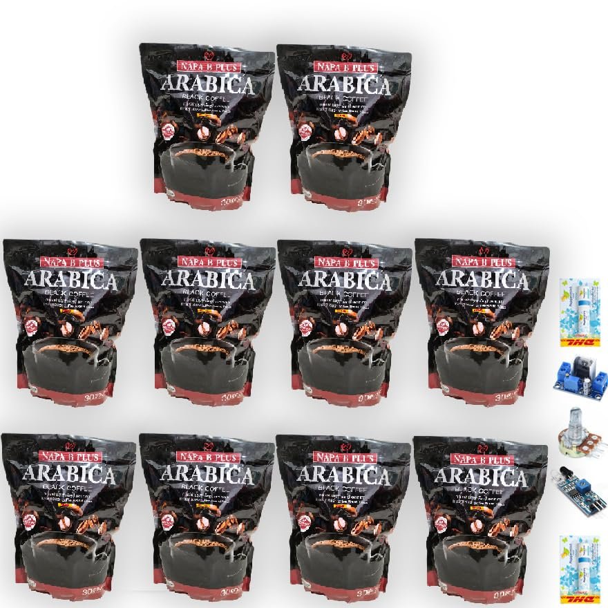 300g (30 Sachets per Pack) NapaBPlus Black Coffee Bold Flavor Much Mellow Arabica Robusta Roasted Fruit Snack Good Shape Set 10 C794 By Thaigiftshop [Get Free Tomato Facial Mask]