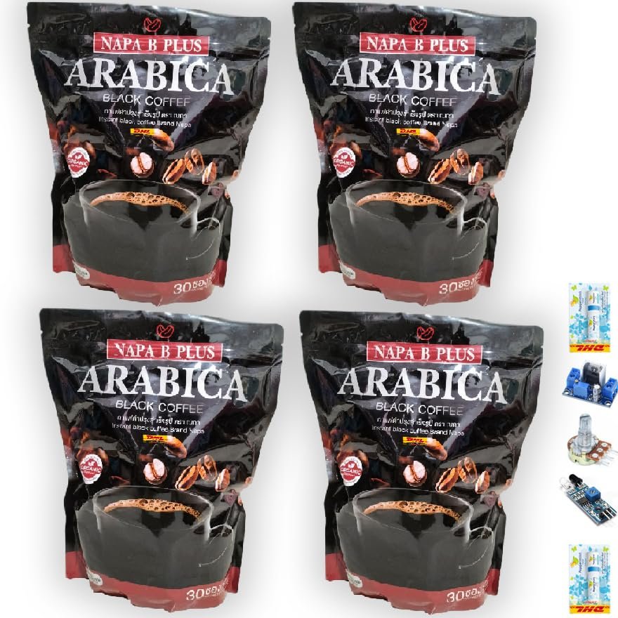 300g (30 Sachets per Pack) Much Mellow Arabica Robusta Roasted Fruit Snack Good Shape NapaBPlus Black Coffee Bold Flavor (of 4) By Thaigiftshop [Get Free Tomato Facial Mask]