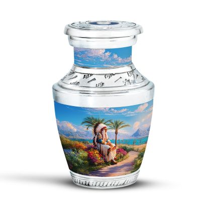 KARYLIZ Native American Small Urns for Human Ashes Adult Female - Funeral Urns for Adult Ashes Women - Burial Urn for Men - Memorial Keepsake Urn for Mom & Dad - Small 3 Inch