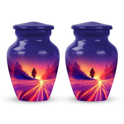 SABURIAL Native American Urn - Ash Keepsakes for Human Ashes - Miniature Funeral Urn - Small Burial Urns for Female Ash - 3 Inch Set of 2