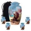 KARYLIZ Native American Cremation Keepsake Urns for Human Adult Ashes, Memorial Gift for Men & Women, Native American Urn Ash for Male & Female, Combo, 1 Large 10 Inch & 4 Mini 3 Inch view 1