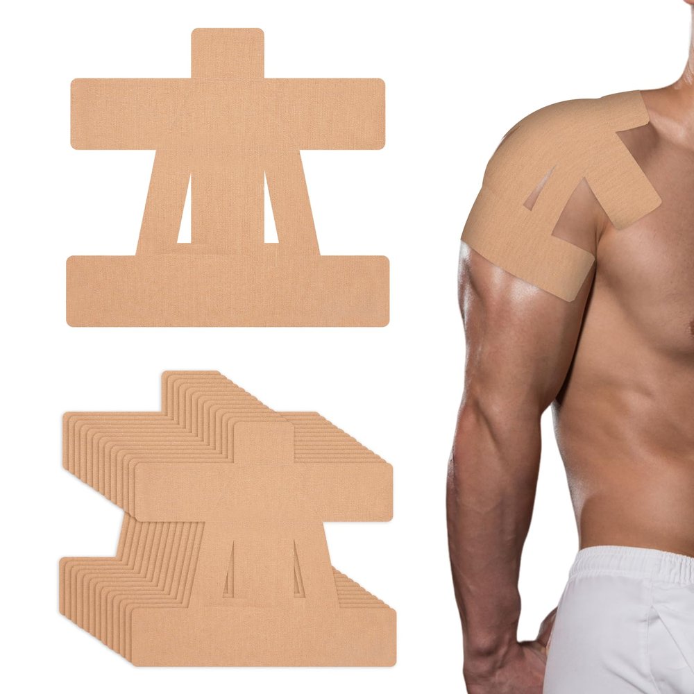 12PCS Kinesiology Tape for Shoulder, Precut Shoulder Tape for Pain Relief & Support Waterproof Elastic Sports Tapes Skin-Friendly Hypoallergenic Latex-Free Athletic Muscle Tapes for Joint Stability