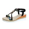 Betadog Women's Open Toe High Heel Roman Summer Platform Beach Sandals Wedges Comfortabl Studded Sandals for Women Size 11 (Black, 9.5) view 1