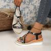 Betadog Women's Open Toe High Heel Roman Summer Platform Beach Sandals Wedges Comfortabl Studded Sandals for Women Size 11 (Black, 9.5) view 3