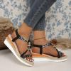 Betadog Women's Open Toe High Heel Roman Summer Platform Beach Sandals Wedges Comfortabl Studded Sandals for Women Size 11 (Black, 9.5) view 4