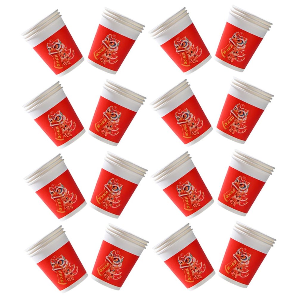 PACKOVE 2024 New Year Paper Cups 50pcs Thicken Disposable Drinking Cups for Parties Juice Coffee and Beverages for Home and Commercial Use