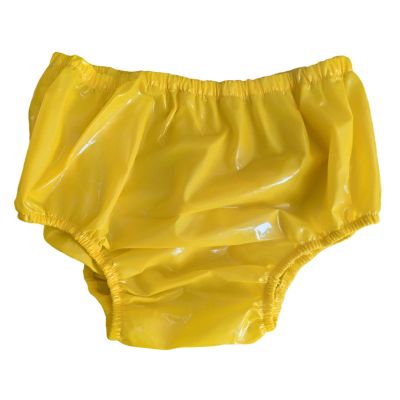 SJQPU Reusable PVC Waterproof Pants Adult Underwear Soft High Waist Leakproof Safe Leakproof BriefsYellow,XL