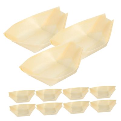 Healeved 50Pcs Wooden Snack Bowl Disposable Food Containers for Sushi Salads and Desserts Prevents Cross