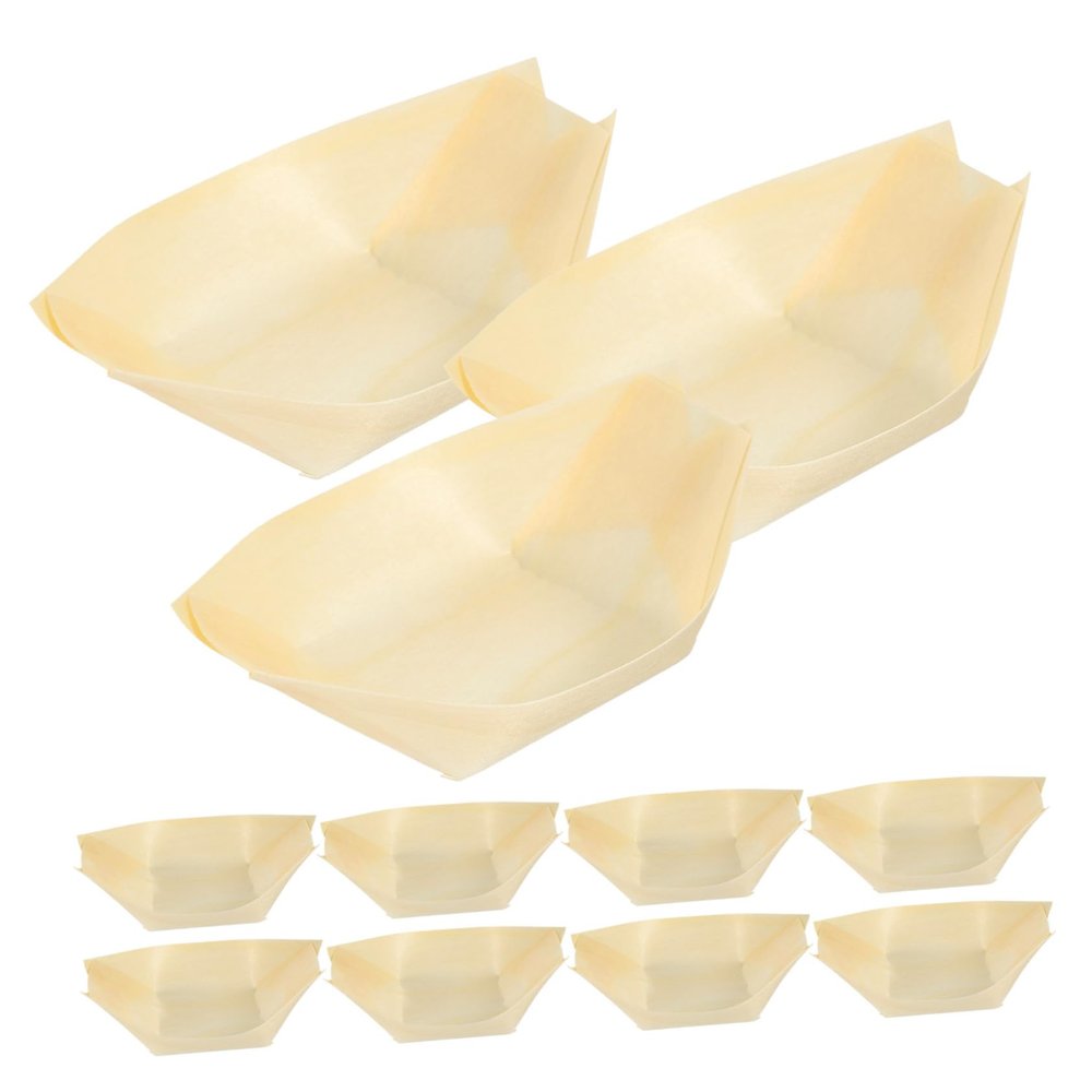 Healeved 50Pcs Wooden Snack Bowl Disposable Food Containers for Sushi Salads and Desserts Prevents Cross
