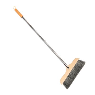 SMASOLO Heavy Duty Long Handle Broom with Soft Bristles Ergonomic Design for Indoor and Outdoor Cleaning Static Natural for Carpets and Floors