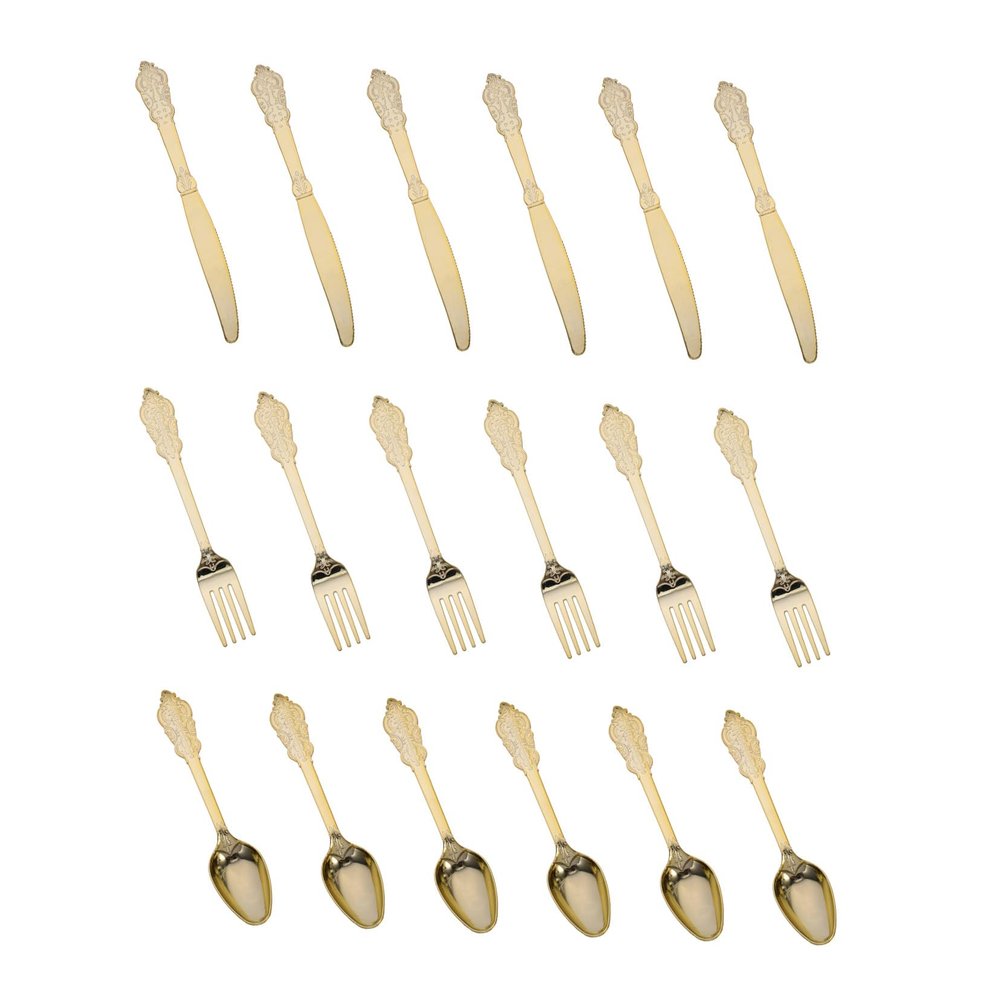PartyKindom 6 Sets Silverware Plastic Tableware Multipurpose Forks Spoons Cutlery for Picnics Parties Events Easy to Clean Comfortable Handle