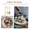 PartyKindom 6 Sets Silverware Plastic Tableware Multipurpose Forks Spoons Cutlery for Picnics Parties Events Easy to Clean Comfortable Handle view 3
