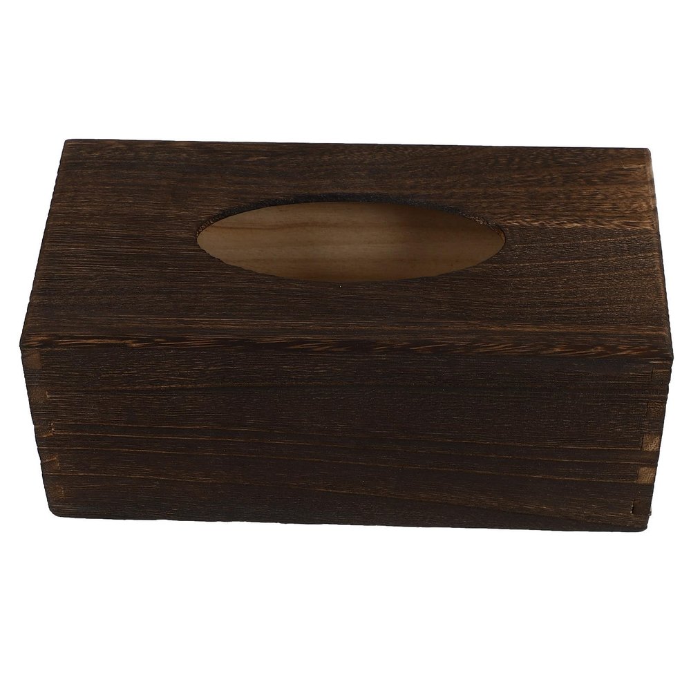 Alipis Wooden Tissue Box Cover Decorative Desktop Tissue Holder for Home Office Kitchen Natural Wood Napkin Box Easy Open Design