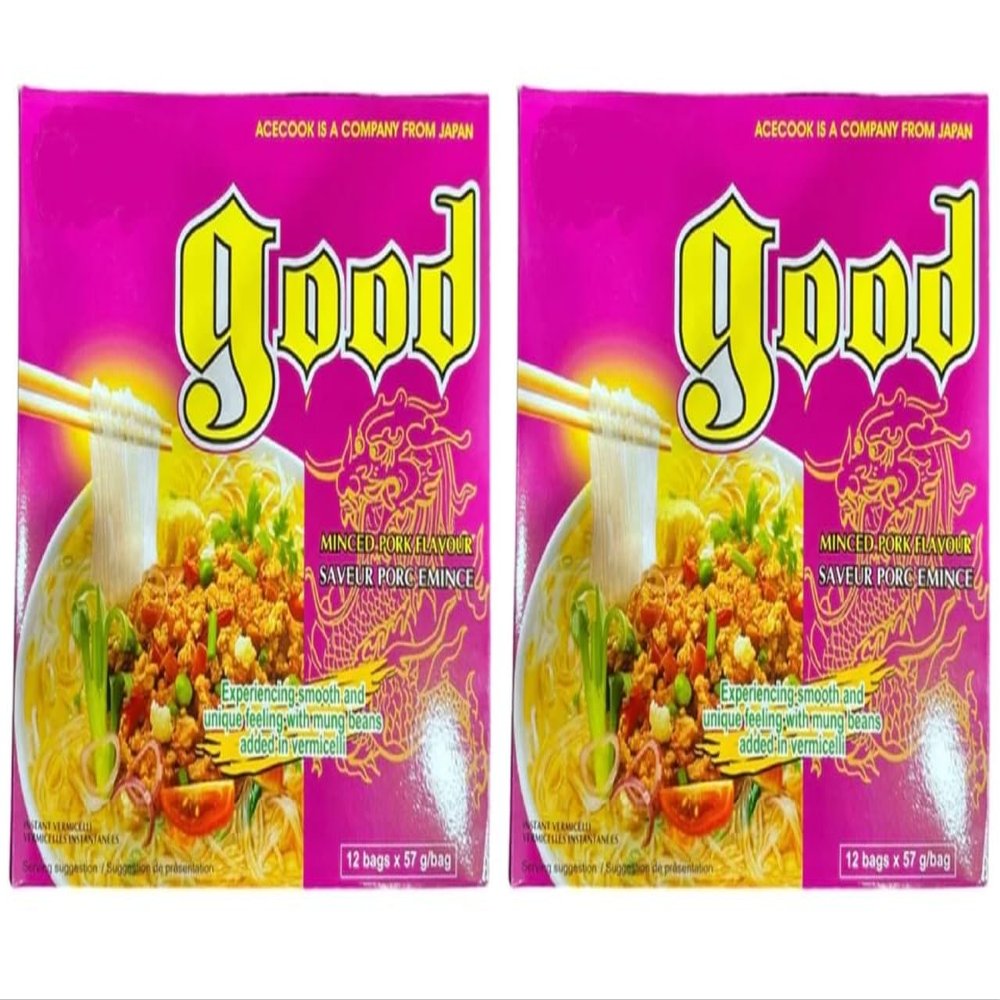 Asia Style Instant Noodles (2 CASE SET, ACECOOK MINCED PORK CLEAR NOODLES)