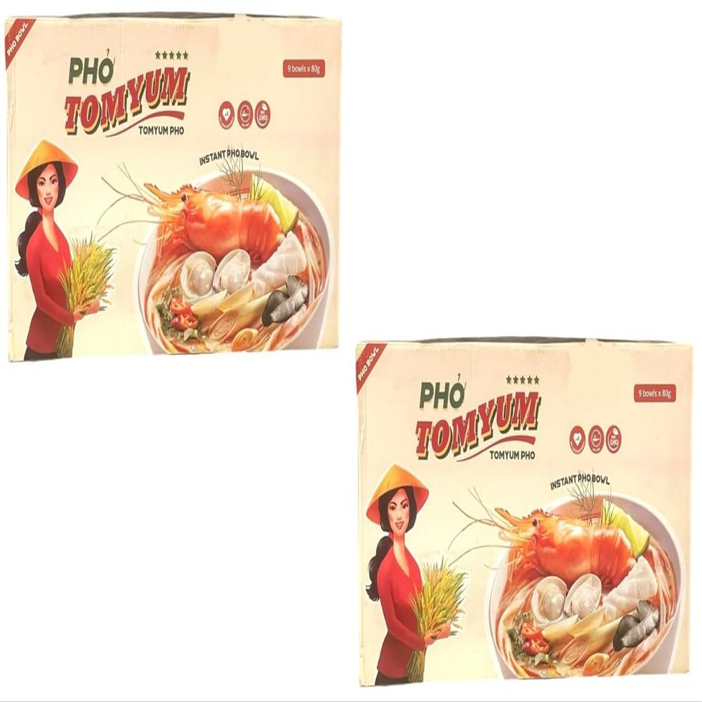 Asia Style Instant Noodles (2 CASE SET, INSTANT PHO TOMYUM BOWL)
