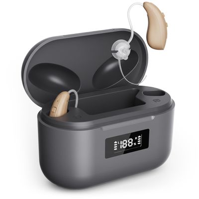Soundure Rechargeable Hearing Aids for seniors with Intelligent Noise Reduction - Over ear hearing aid for women & men - OTC Hearing Aids for severe hearing loss with Fast charging case - Hearing Amplifiers for Seniors