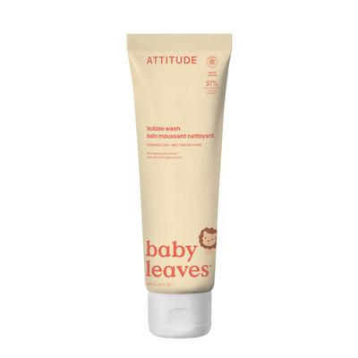 ATTITUDE Bubble Body Wash for Baby, EWG Verified, Dermatologically Tested, Plant and Mineral-Based, Vegan, Pear Nectar, 8 Fl Oz