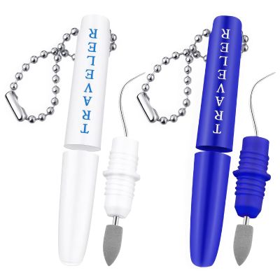 2PCS Premium Metal Toothpick Kit,Professional Teeth Cleaning Tools with Tartar&Plaque Remover,Portable Dental Picks Travel Tools,Reusable Oral Hygiene Tools with Keychain
