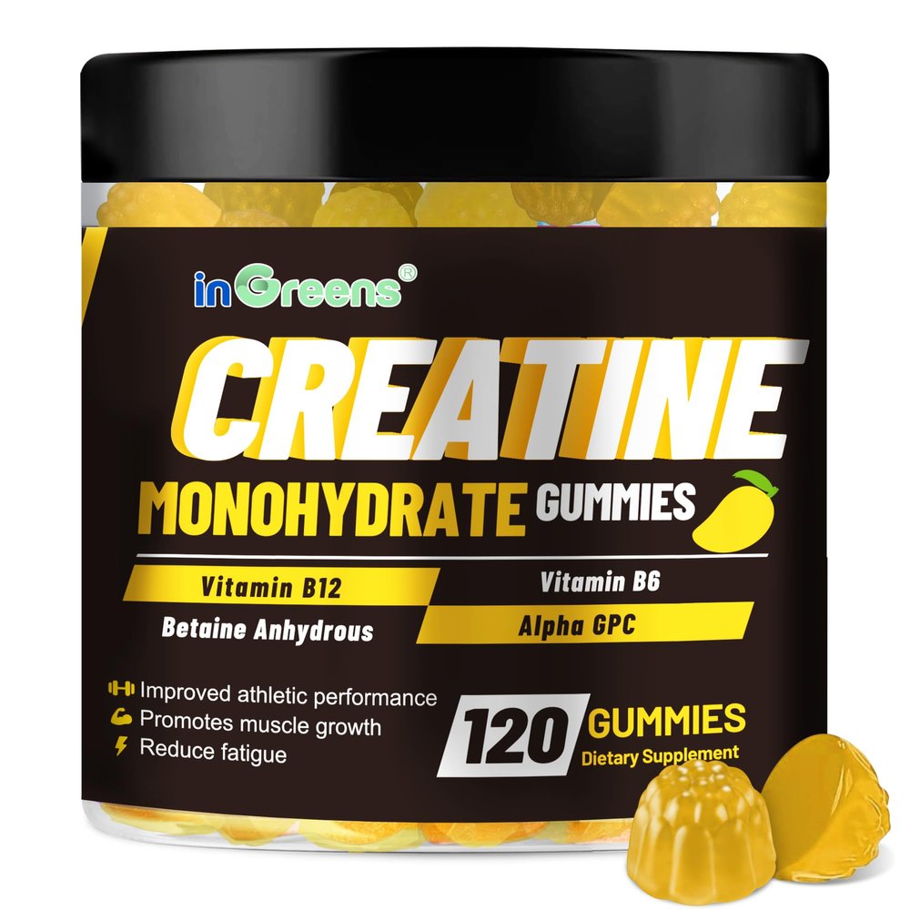 Creatine Monohydrate Gummies 6g for Men & Women, Potent Creatine Supplement, Chewables Creatine for Energy Boost, Increase Strength and Build Muscle, Gluten-Free, Sugar Free,120 Count