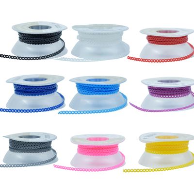9 Pack Dental Orthodontic Power Chain Multicolor Spool Elastic Rubber Bands for Teeth Braces (Close)